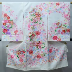 お宮参り 産着 女児 合繊 豪華絢爛 のしめ 金刺繍 綸子地 白色 一つ身 祝着 女の子 初着 掛け着 NO42828-2