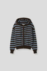 エンブロイダリー ボーダー柄 ニート フーディー ジップアップ 春新商品 SS シースルー ツーウェイ クロップド カーディガン ユニセックス