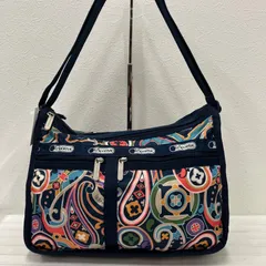 8762　LeSportsac レスポートサック　デラックスエブリデイ　ショルダーバッグ　ワンショルダー　肩がけ　斜めがけ　クロスボディ　ナイロン　レディース　ネイビー　カラフル　総柄