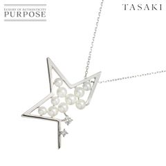 タサキ TASAKI アブストラクト スター ベビーパール ダイヤ 0.07ct ネックレス 50cm K18 WG ホワイトゴールド 750 真珠 Necklace 90304340