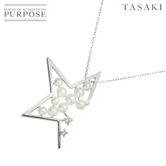 タサキ TASAKI アブストラクト スター ベビーパール ダイヤ 0.07ct ネックレス 50cm K18 WG ホワイトゴールド 750 真珠 Necklace 90304340