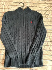 ポロ ネイビー ハーフジップ ニット