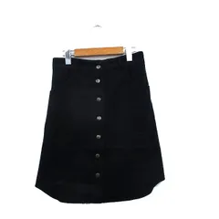 アダムエロペ Adam et Rope' 台形 スカート 膝丈 フロントボタン ウール シンプル 36 ネイビー 紺 /KT13