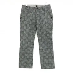 【超美品】プーマ パンツ 黒×白 チェック ロゴ刺しゅう ストレッチ メンズ 82 ゴルフウェア PUMA