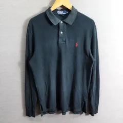 POLO by RALPH LAUREN ポロ バイ ラルフ ローレン 長袖 ポロシャツ コットン ワンポイント ポニー 刺繍 サイズ M ブラック系 A595