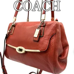 COACH コーチ マディソン レザー ハンドバッグ 2way ショルダーバッグ レッド ターンロック 馬車ロゴ 上質レザー ミニボストン フラップデザイン 肩掛け 斜め掛け レディース