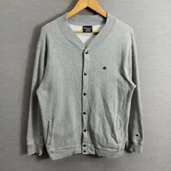 Champion チャンピオン スナップボタン スウェット カーディガン ジャケット 裏毛 ロゴ 刺繍 ワンポイント コットン サイズ M グレー系 古着 A601