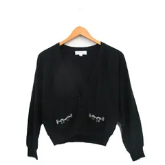 ジルスチュアート JILL STUART カーディガン 長袖 Vネック コットン ビジュー M ブラック 黒 /KT14