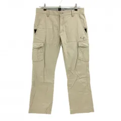 【美品】プーマ カーゴパンツ ベージュ ストライプ地模様 ロゴ刺しゅう ストレッチ  メンズ 82 ゴルフウェア PUMA