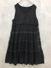 LACOUPE ラ・クープ 総レース キャミワンピース 結婚式二次会 ドレス ワンピース sizeF/黒 ■■ レディース