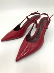 ZARA ザラ ポインテッドトゥ ストラップスリング バックストラップ パンプス size37/赤 ■■ レディース