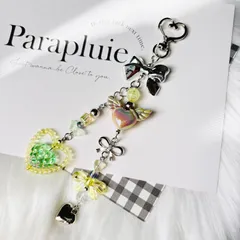 Y2K ビーズストラップ　イエロー　シルバー