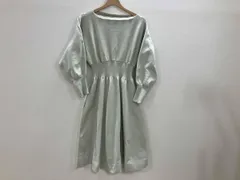 CELFORD スカラップニットワンピース ニット編みロングワンピース ボートネックニットワンピース セージグリーン 36 春