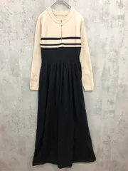 ABITOKYO アビトーキョー ハーフジップ 配色 ボーダー切替 ニット ワンピース sizeF/黒/ベージュ ■■ レディース