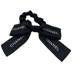CHANEL シャネル リボンシュシュ ヘアゴム シルク ブラック 管理番号：10813