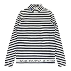 サイズ：1 PEARLY GATES パーリーゲイツ  ハイネック 長袖Tシャツ ボーダー柄 ホワイト系 [240101587957] ゴルフウェア レディース ストスト