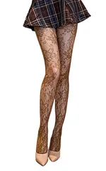 [TOMOTHY] レースタイツ 柄タイツ 柄ストッキング ハロウィン タイツ 花柄 ブラウン [ブラウン] [Free Size]