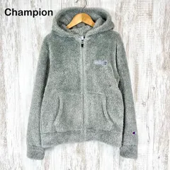 Champion チャンピオン ロゴ刺繍 ボアフリース フルジップアップ 長袖 パーカー トップス ライトグレー