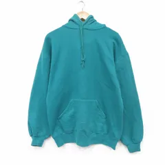 L/古着 ラッセル 長袖 スウェット パーカー メンズ 90年代 90s 無地 USA製 緑【spe】 25dec05