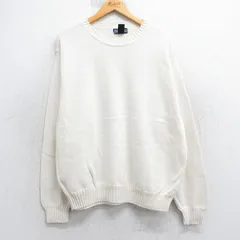XL/古着 ランズエンド 長袖 セーター メンズ 90年代 90s 無地 コットン クルーネック USA製 白 25dec05