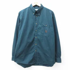 XL/古着 ビューグルボーイ 長袖 シャツ メンズ 90年代 90s ワンポイントロゴ コットン ボタンダウン 緑 25dec05