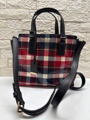 Kate Spade 赤黒チェック トートバッグ - メルカリ