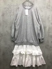 新品 onep star ワンピスター フリル ティアードスカート スウェット ドッキング ワンピース グレー ■■ レディース