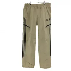【美品】アディダス パンツ ベージュ×ダークグレー サイド3ライン ウエストゴム 調節紐 裾ドローコード  メンズ O ゴルフウェア adidas