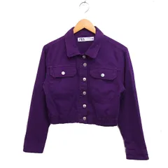 ザラ ZARA Gジャン ジージャン デニム ジャケット クロップド丈 無地 S パープル 紫 /FT48