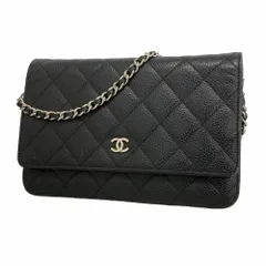 シャネル(Chanel) シャネル 財布・ショルダーウォレット マトラッセ チェーンショルダー キャビアスキン ブラック レディース