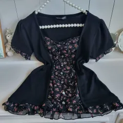 ヘルシカレン リー リボン フラワー レイヤード 半袖