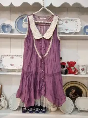 axes Femme レース ビック襟 パープル 森ガール ONE PIECE