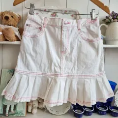 白 プリーツ ミニスカート