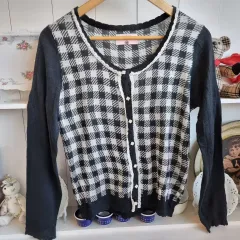 AXES femme POETIQUE ウールCHECK レース カーディガン