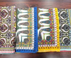 インド綿 大判ハンカチ 50cm 4枚セット ペイズリー＆フローラル柄 コットン100％ C