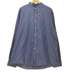 ラルフローレン RALPH LAUREN 90S ストライプ柄 ポニー刺繍 ロングスリーブボタンダウンシャツ メンズ  XXL