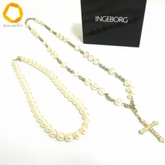 #ae インゲボルグ INGEBORG ネックレス 2本 セット パール 十字架 クロス ロング 3WAY レディース [986440] k01