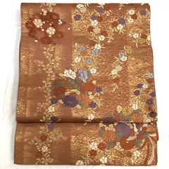 袋帯・花・茶系地・No.200701-1991・梱包サイズ60