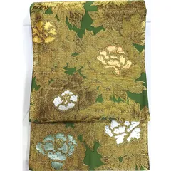 袋帯・正絹・牡丹・緑系地・No.200701-2005・梱包サイズ60