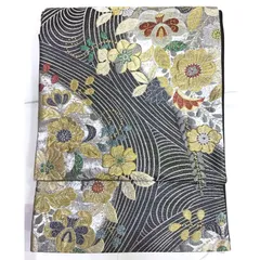 袋帯・正絹・花・黒地・No.200701-2010・梱包サイズ60