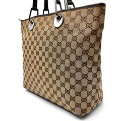 美品 グッチ GGキャンバス ショルダー トート ブラウン 肩掛け A4収納可 GUCCI トートバッグ 肩掛け A4可 GGキャンバス レザー ブラウン - メルカリ
