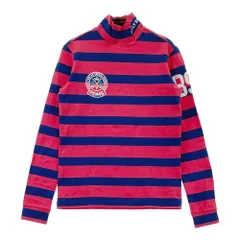 サイズ：0 PEARLY GATES パーリーゲイツ  ハイネック 長袖Tシャツ ボーダー柄 レッド系 [240101612700] ゴルフウェア レディース ストスト