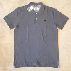 ブルックス未使用！ブラザーズ Red Fleece 半袖ポロシャツ／ L グレー コットン100% ワンポイント刺繍 メンズ 美品