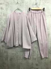 Flolia フロリア ノーカラーAラインジャケット・テーパードパンツ セレモニースーツ セットアップ sizeL/グレージュ ■■◎レディース