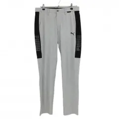 【超美品】プーマ パンツ ライトグレー×黒 サイド一部メッシュ ストレッチ メンズ L ゴルフウェア PUMA