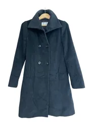  自由区　ジユウク　チェスターコート　アンゴラ　羊毛　ブラック　レディース　サイズ38 訳アリ【ZK85】