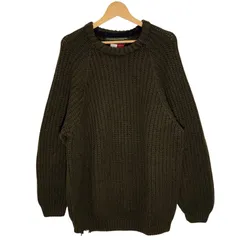 TOMMY HILFIGER トミーヒルフィガー 90年代/90's ヴィンテージ フラッグタグ ニット セーター ウールニット ケーブルニット 長袖 クルーネック MACAU製 Lサイズ カーキ
