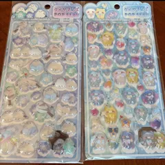 海外製　二枚セット　 シマエナガ　くまさん　 ボンボンドロップシール好きにも うるちゅるポップシール