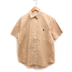 ユーエスポロアッスン U.S. POLO ASSN. オーバーサイズ シャツ 半袖 ロゴマーク刺繍 コットン 綿 F ベージュ /FT43