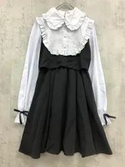 ROJITA ロジータ レース セットアップ風 ヨークフリル切替 ワンピース sizeF/ブルー/ブラック ■■ レディース